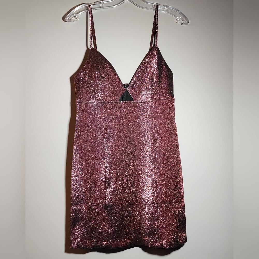 Medium H&M Rose-Pink Glitter Mini Dress NWT